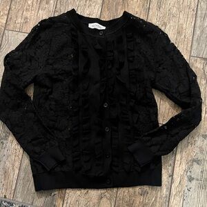 Valentino Black Cotton Lace Button Up Cardigan